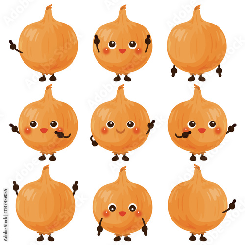 指さしをする玉ねぎのキャラクターセット