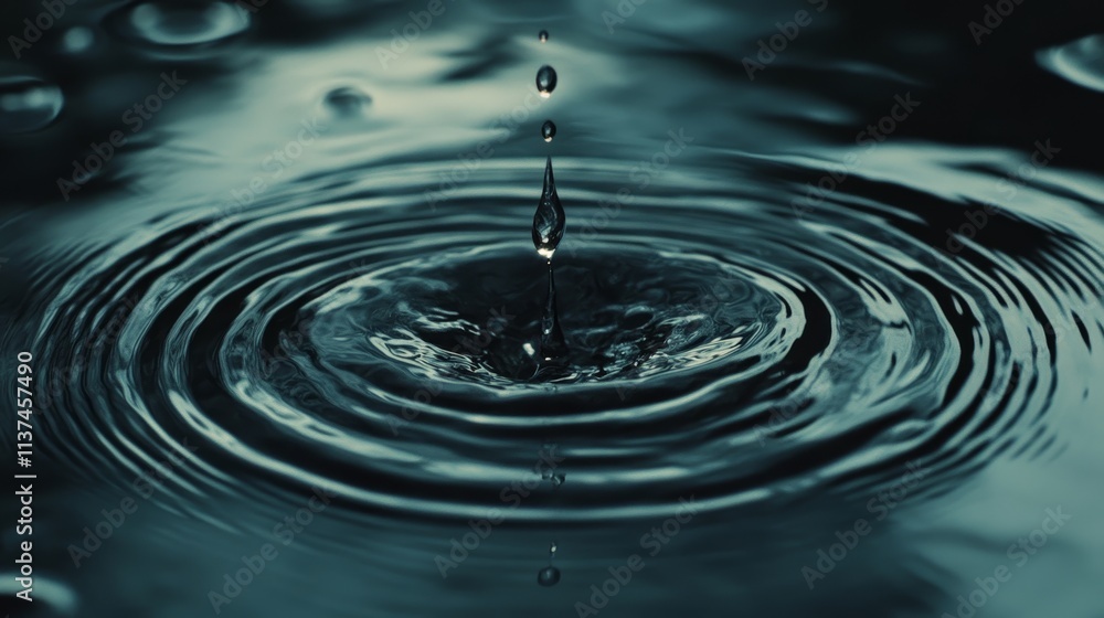 Close-up of a Tear Falling into Water Creating Ripples in the Dark Generative AI Close-up of a Tear Falling into Water Creating Ripples in the Dark Generative AI