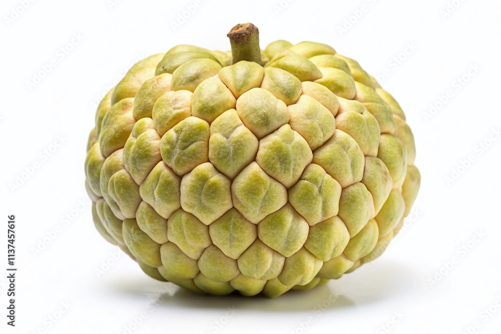 Fototapeta premium Custard Apple, Isolated, White Background, Clipping Path, High-Resolution, Stock Photo, Food Photography, Fruit Image, Sweet, Dessert, Tropical Fruit, Annona, Artwork, Advertising, 