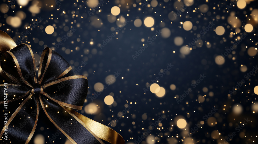 Luxury Dark Background with Black, Dark Navy, Gold Ribbon, and Bokeh – Elegant Backdrop for Special Occasions Luxury Dark Background with Black, Dark Navy, Gold Ribbon, and Bokeh – Elegant Backdrop for Special Occasions