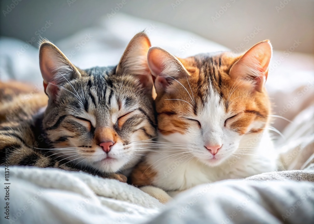 Cute Cats Sleeping Together, Cozy Kitten Nap, Adorable Cat Siblings, Peaceful Feline Friends, Domestic Cat Bedtime Cute Cats Sleeping Together, Cozy Kitten Nap, Adorable Cat Siblings, Peaceful Feline Friends, Domestic Cat Bedtime