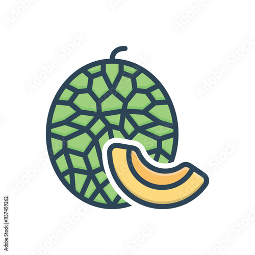 Color illustration icon for melon