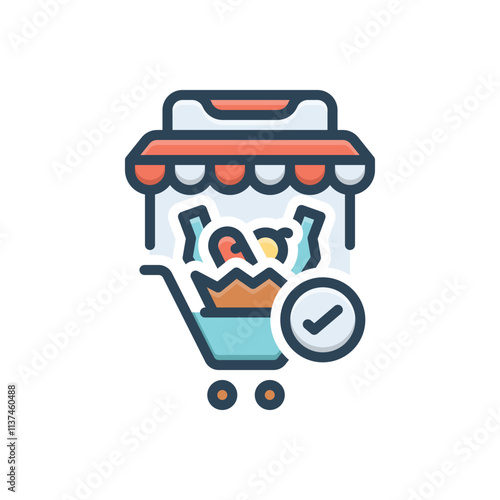 Color illustration icon for order grocery online