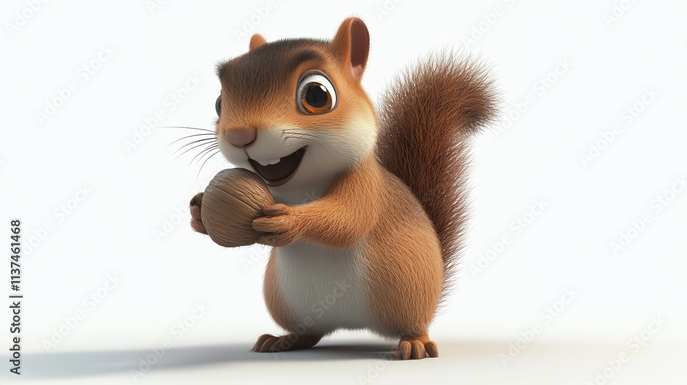 A cute, cartoon squirrel holding a nut, with a fluffy tail. A cute, cartoon squirrel holding a nut, with a fluffy tail.
