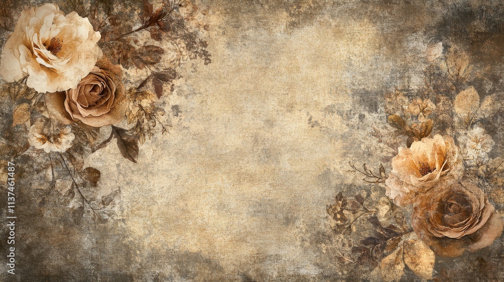 Obraz premium Roses frame textured background vintage, textured background
