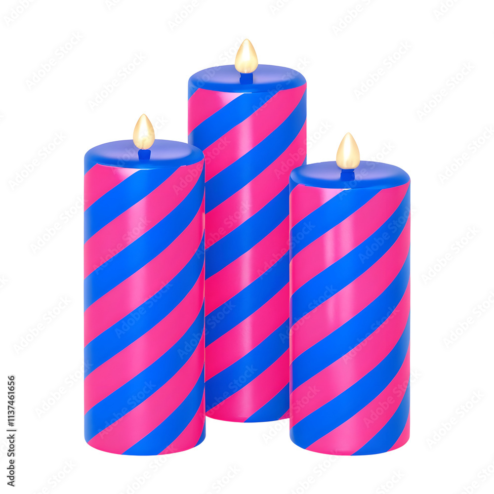 Colorful spiral birthday candles isolated on transparent background PNG for party invitations or festive celebration decorations Colorful spiral birthday candles isolated on transparent background PNG for party invitations or festive celebration decorations