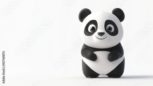 A cute cartoon panda bear standing on a white background. photo