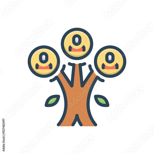 Color illustration icon for family tree