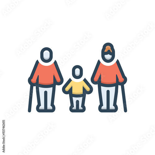 Color illustration icon for grandparents
