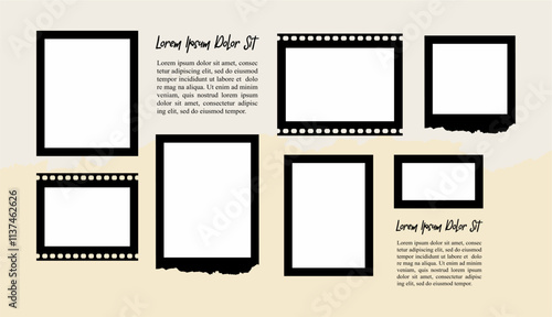Pictures or photos frame collage layout abstract photo frames and digital photo wall template
