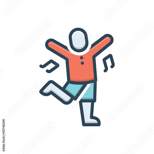 Color illustration icon for happy