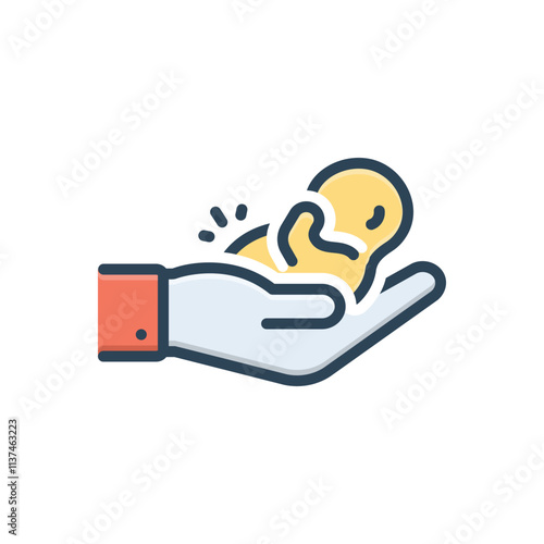 Color illustration icon for caring