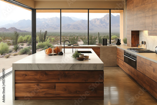 Modern kitchen with desert view. (1)
