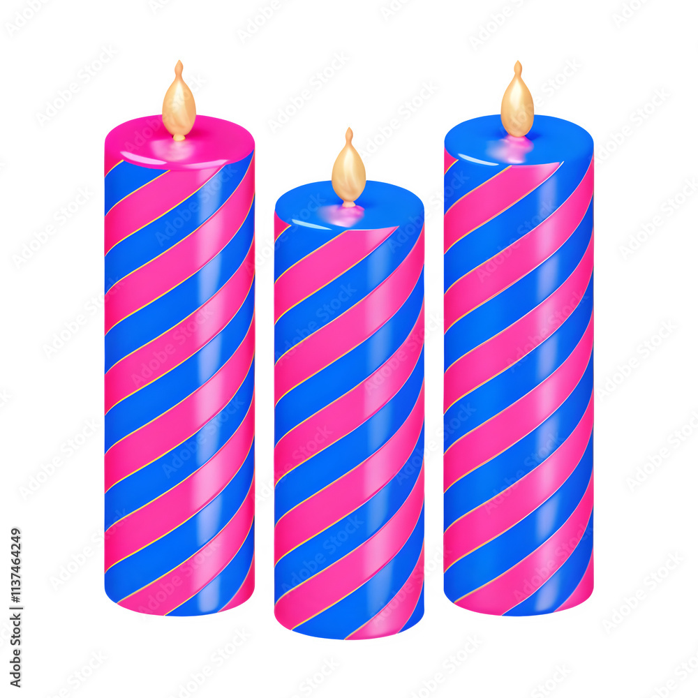 Colorful spiral birthday candles isolated on transparent background PNG for party invitations or festive celebration decorations Colorful spiral birthday candles isolated on transparent background PNG for party invitations or festive celebration decorations