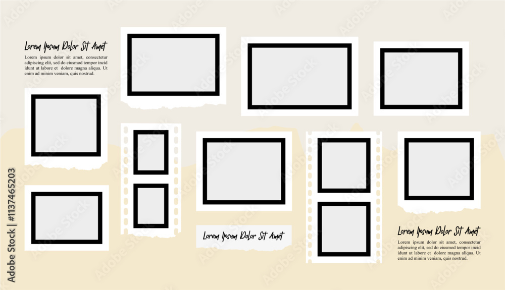 Pictures or photos frame collage layout abstract photo frames and digital photo wall template Pictures or photos frame collage layout abstract photo frames and digital photo wall template