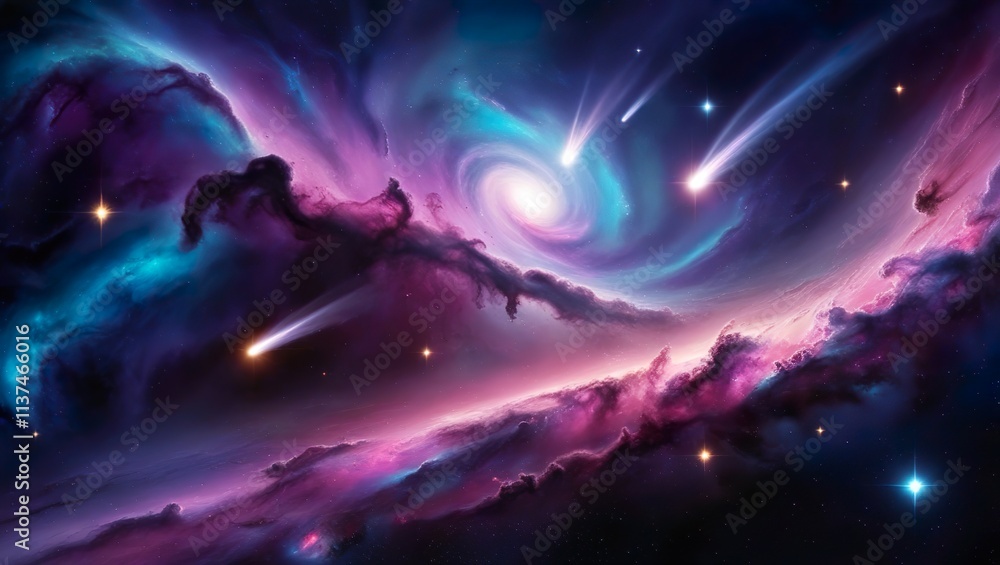 A mesmerizing galaxy background painted in an artistic style.