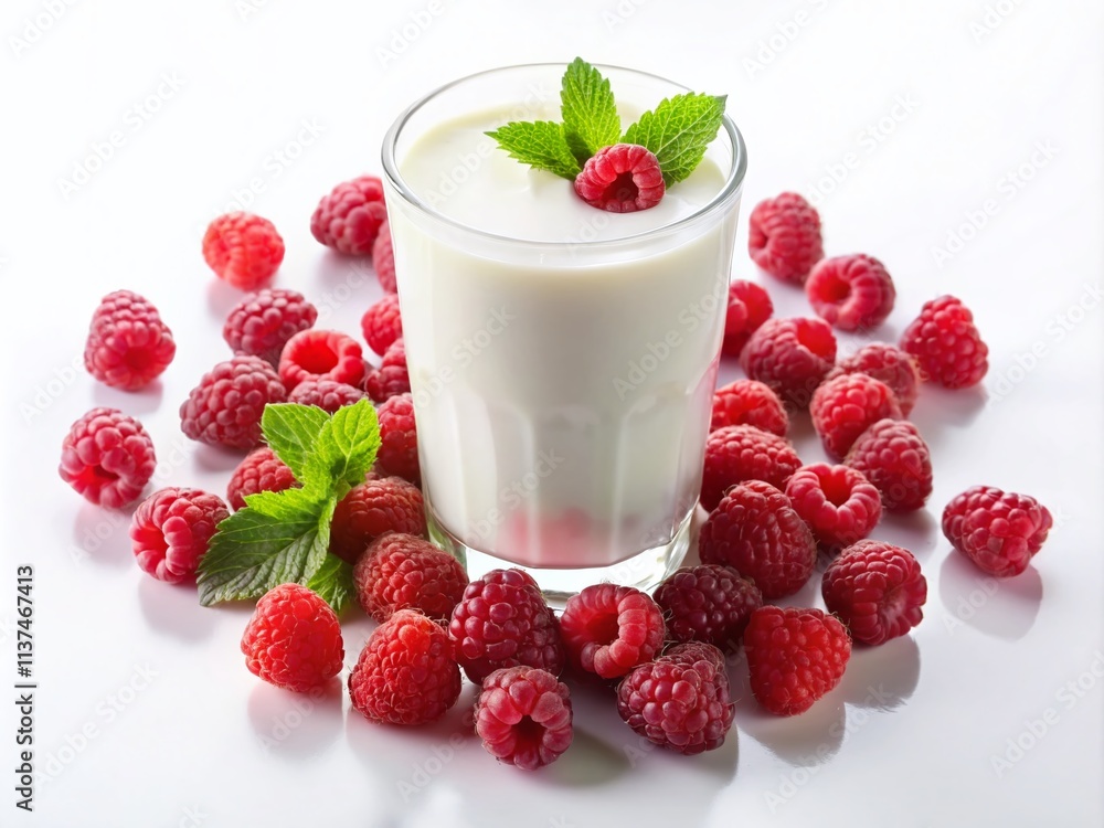 Delicious Milk & Raspberries: Refreshing Summer Drink Photography Delicious Milk & Raspberries: Refreshing Summer Drink Photography