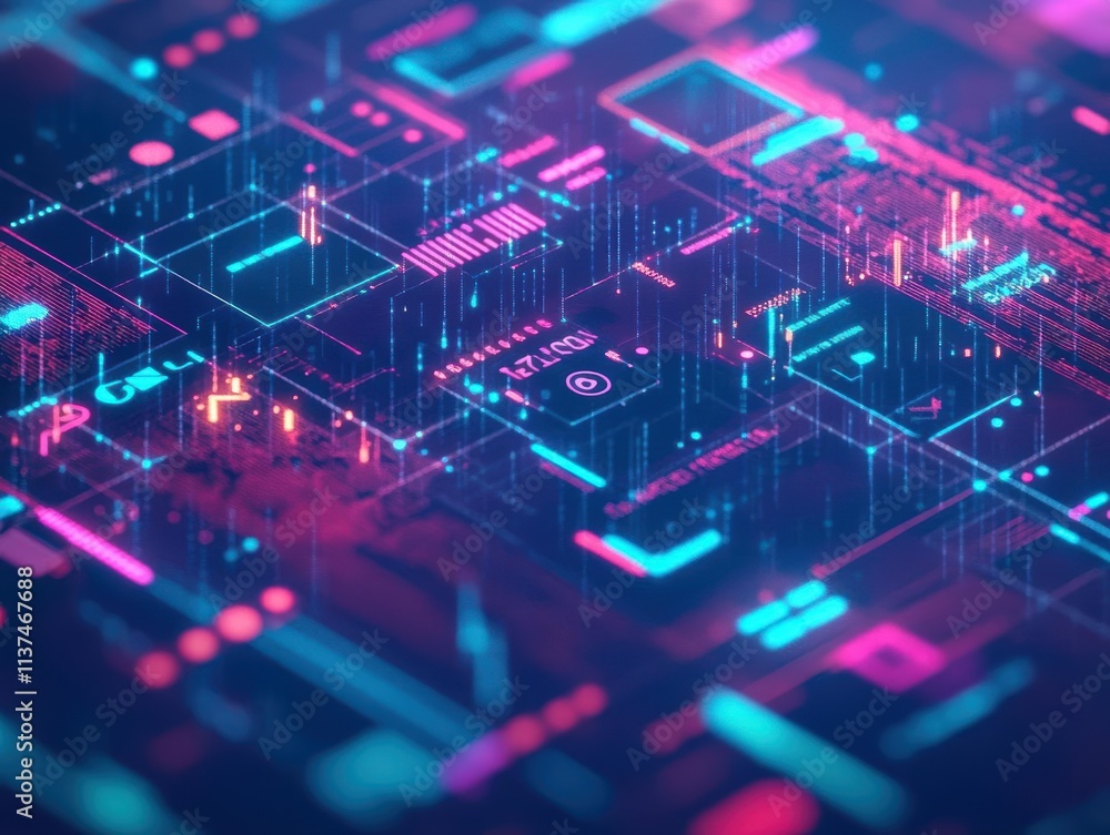 Fototapeta premium An infographicstyle scene explaining social media privacy in an educational setting online safety futuristic tone complementary color scheme