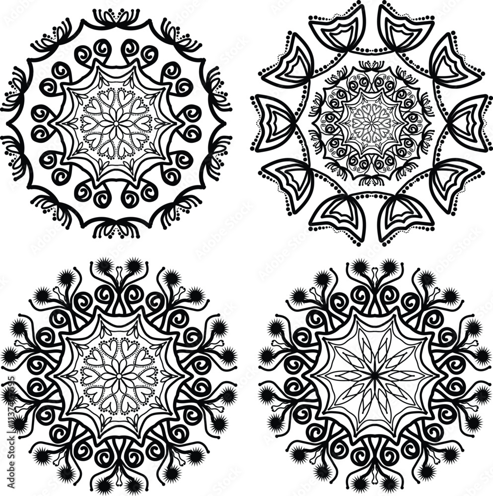 Fototapeta premium line art mandala design and illustrator