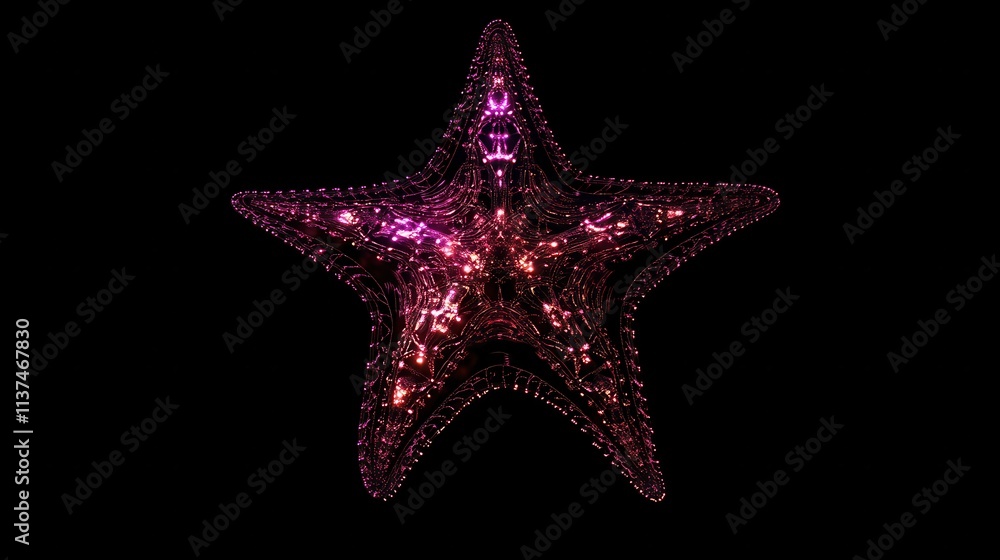 Glowing Star with Surreal Patterns and Neon Tones Glowing Star with Surreal Patterns and Neon Tones