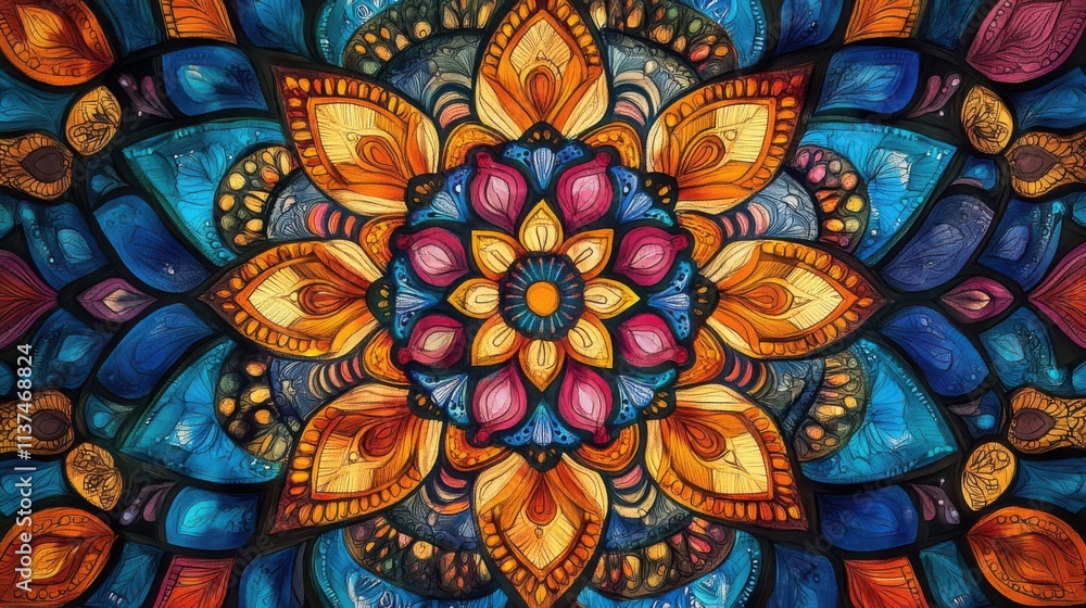 Intricate mandala, warm hues, no background. Intricate mandala, warm hues, no background.