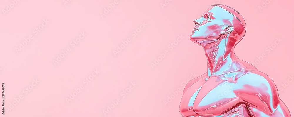 Futuristic Full Body Statue of Greek Athlete in Sleek Design Against Pink Background with High-Resolution Details Representing Strength and Grace Futuristic Full Body Statue of Greek Athlete in Sleek Design Against Pink Background with High-Resolution Details Representing Strength and Grace