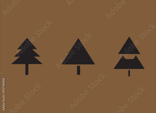 Christmas tree icon. Flat design style modern vector illustration. Fir Tree icons set isolated on brone background. photo