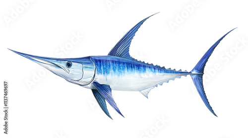 blue marlin fish isolated on white background 