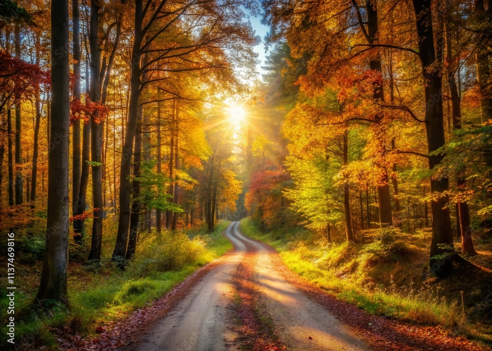 Dirt Road Through Woods, Country Lane Autumn Trees, Scenic Rural Pathway, Nature Photography, Fall Foliage Drive Dirt Road Through Woods, Country Lane Autumn Trees, Scenic Rural Pathway, Nature Photography, Fall Foliage Drive