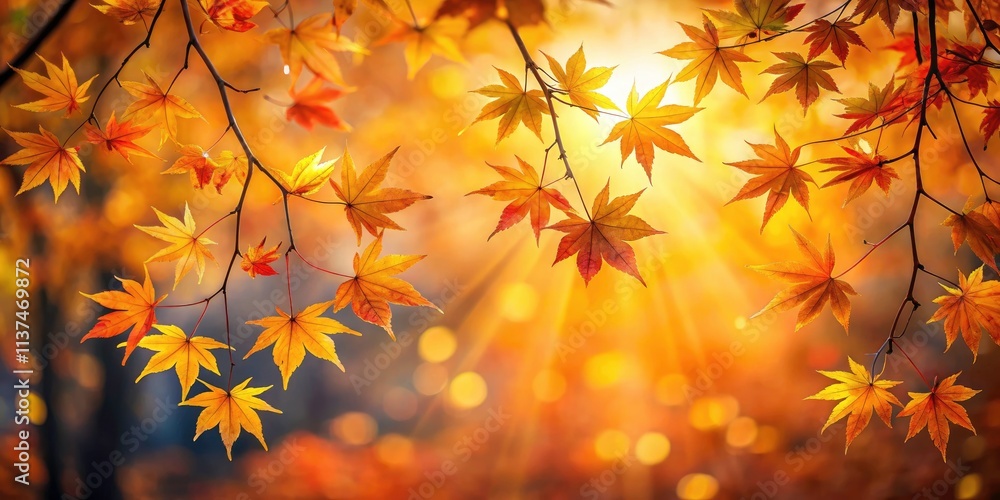 Vibrant Autumn Leaves in Soft Sunlight - Low Light Photography of Falling Leaves Vibrant Autumn Leaves in Soft Sunlight - Low Light Photography of Falling Leaves