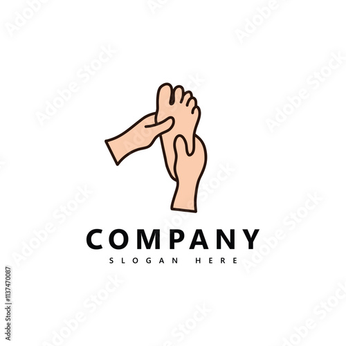 Foot Massage Logo Design - Wellness and Care Symbol, Reflexology and Health Concept