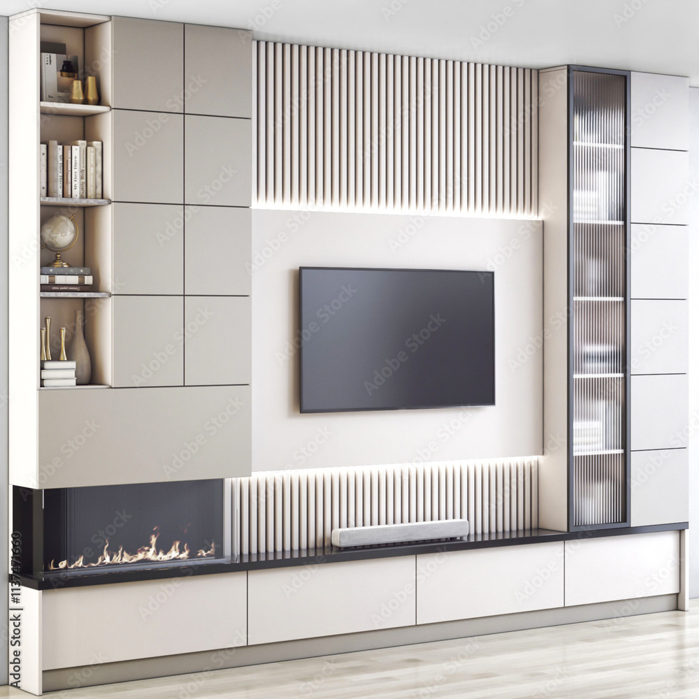 3d render of tv wall panel decoration interior 3d render of tv wall panel decoration interior
