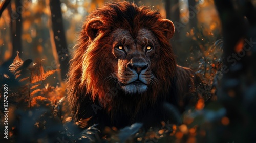 Mythical Chimera Beast Featuring a Bear’s Mighty Body and a Lion’s Majestic Head, Captured in Stunning Detail with Realistic Fur and a Fierce Expression photo