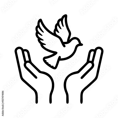 hands releasing a dove icon