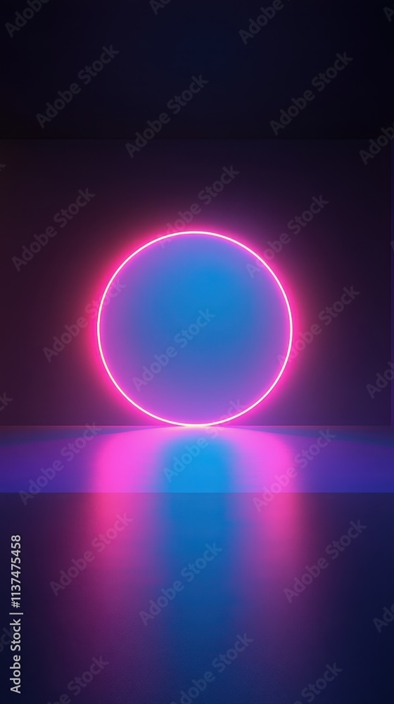 Obraz premium Glowing Neon Circle with Reflective Surface