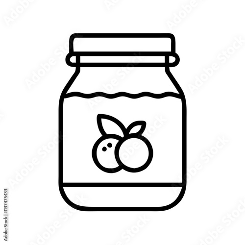 homemade preserves icon, thanksgiving line art, thanksgiving icon - simple black line art icon of homemade preserves, for thanksgiving celebrations. thanksgiving vector art.