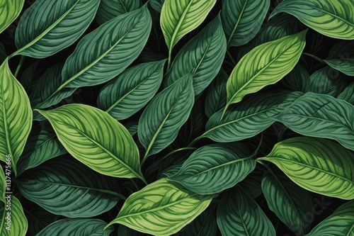 Wallpaper Mural leaves of Spathiphyllum cannifolium, abstract dark green texture, nature background, tropical leaf Torontodigital.ca