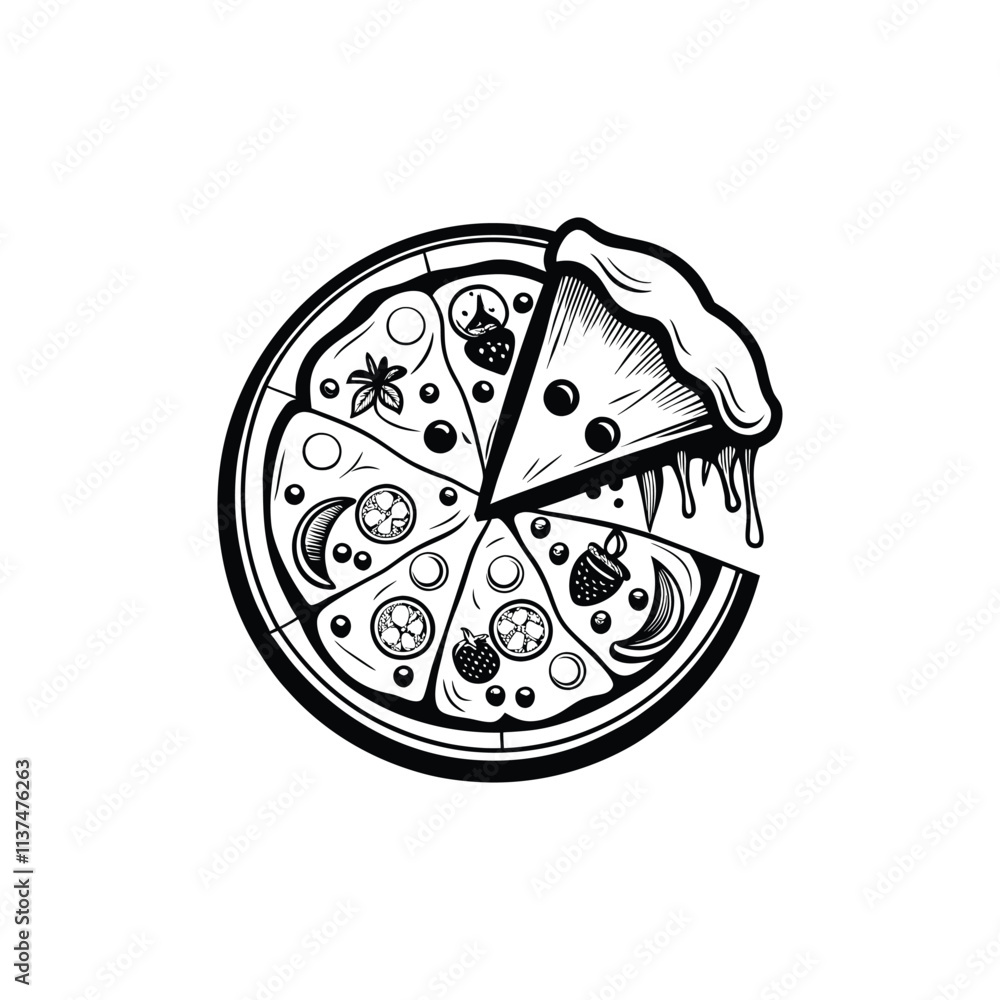 Gourmet Pizza Dish Clipart in Vector Style Gourmet Pizza Dish Clipart in Vector Style