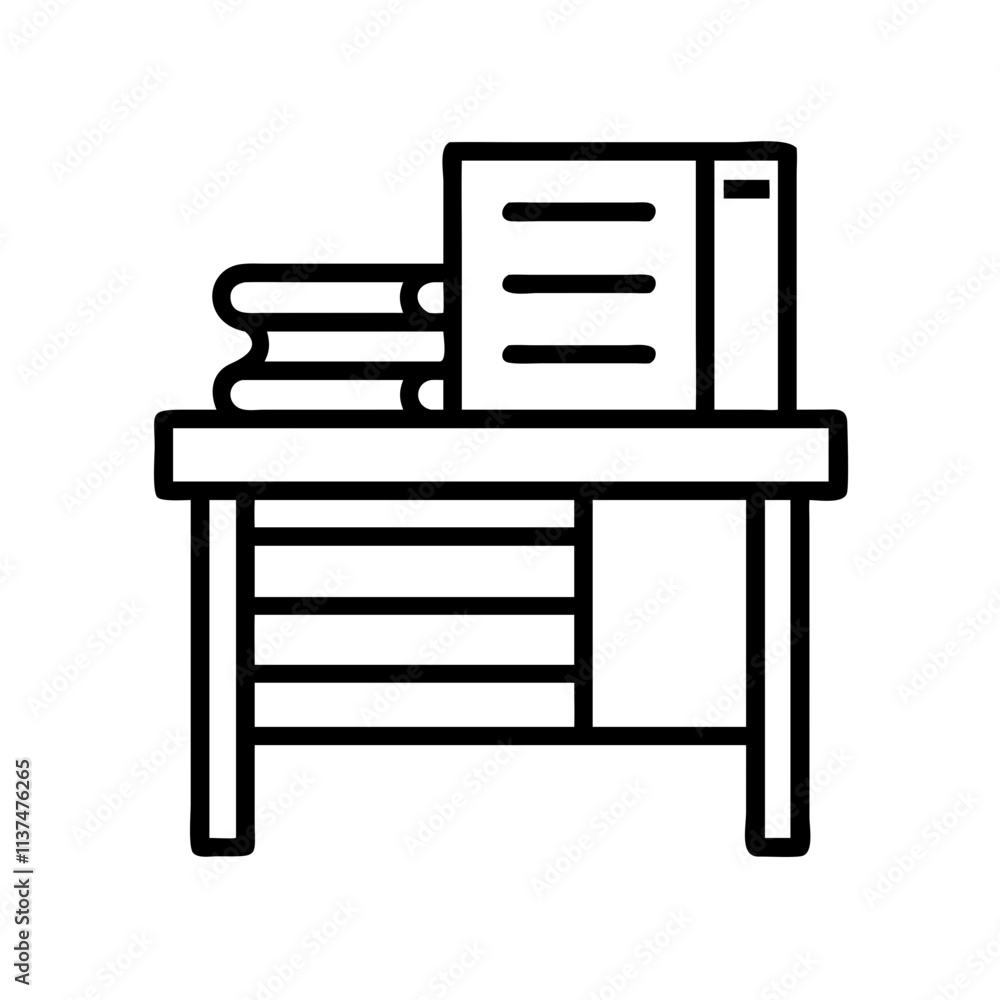 desk with organized papers icon, boss’s Day line art, boss’s icon - simple black line art icon of desk with organized papers, symbolizing boss’s Day celebrations. boss day vector art. desk with organized papers icon, boss’s Day line art, boss’s icon - simple black line art icon of desk with organized papers, symbolizing boss’s Day celebrations. boss day vector art.