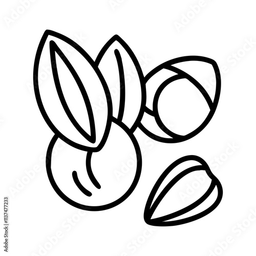 nuts and seeds icon, vegan day line art, vegan day icon - simple black line art icon of nuts and seeds, for vegan day celebrations. vegan day vector art.