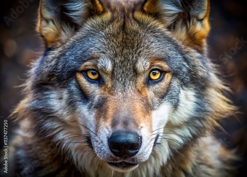 Drone Photography: Closeup Wolf Head Skin Texture - High-Resolution Wildlife Image