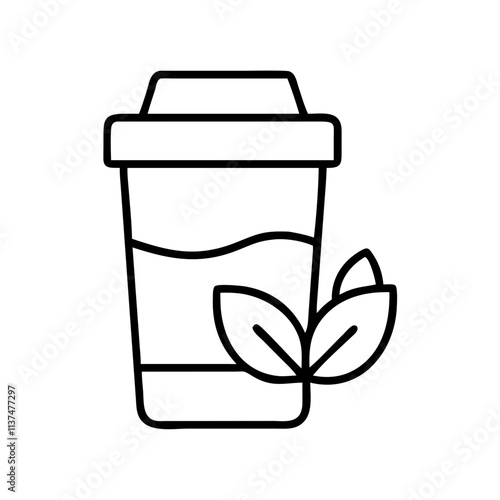 plant based protein shake icon, vegan day line art, vegan day icon - simple black line art icon of plant based protein shake, for vegan day celebrations. vegan day vector art.