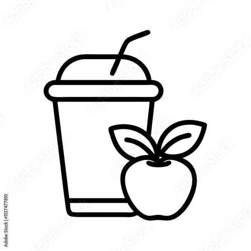 vegan smoothie icon, vegan day line art, vegan day icon - simple black line art icon of vegan smoothie, for vegan day celebrations. vegan day vector art.