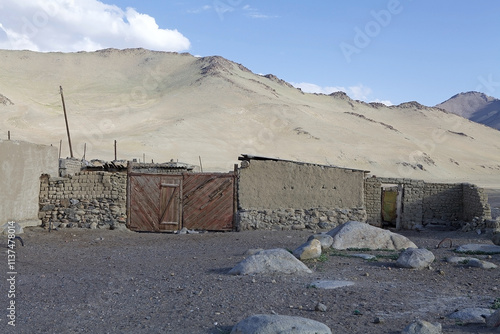 Karakul village in the Pamir Mountains of Gorno-Badakhshan region in Tajikistan photo