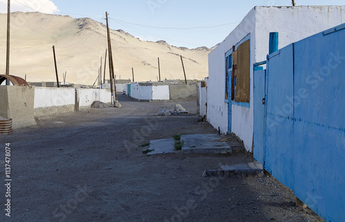 Karakul village in the Pamir Mountains of Gorno-Badakhshan region in Tajikistan photo