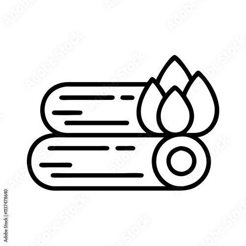 firewood stack icon, bonfire night line art, bonfire night icon - simple black line art icon of firewood stack, for bonfire night celebrations. bonfire night vector art.