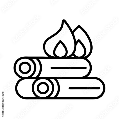 firewood stack icon, bonfire night line art, bonfire night icon - simple black line art icon of firewood stack, for bonfire night celebrations. bonfire night vector art.