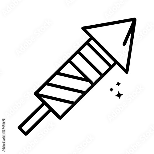 firework rocket icon, bonfire night line art, bonfire night icon - simple black line art icon of firework rocket, for bonfire night celebrations. bonfire night vector art.