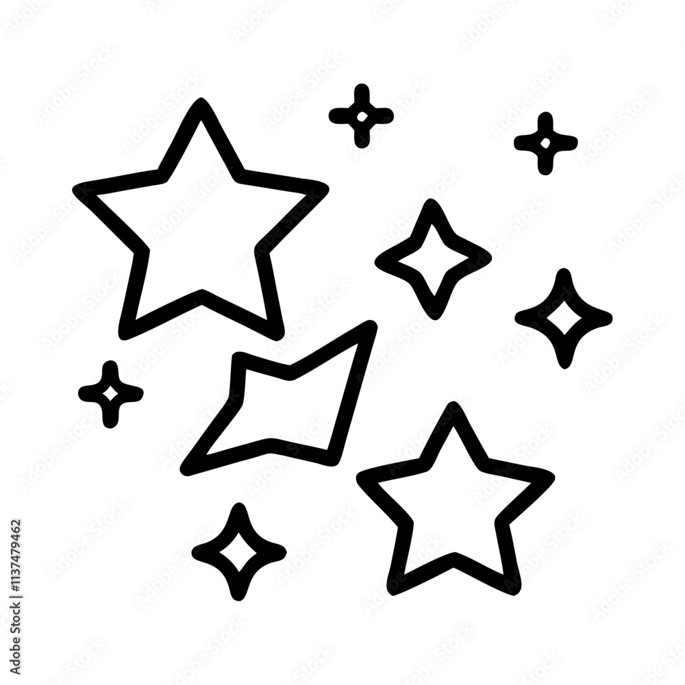 stars in the night sky icon, bonfire night line art, bonfire night icon - simple black line art icon of stars in the night sky, for bonfire night celebrations. bonfire night vector art. stars in the night sky icon, bonfire night line art, bonfire night icon - simple black line art icon of stars in the night sky, for bonfire night celebrations. bonfire night vector art.