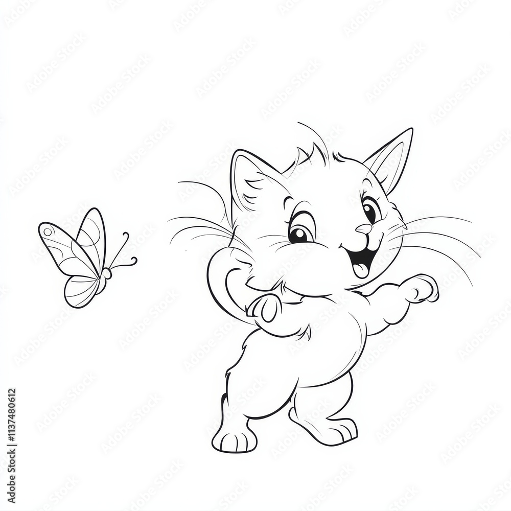 Playful Kitten Chasing Butterfly Playful Kitten Chasing Butterfly
